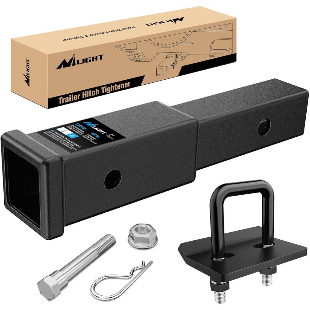 image:imageNilight Trailer Hitch Receiver Extender Adapter Reducer 114 to 2Inch Hitch Adapter 612 inch Extension Sleeve Convertor 350Lbs with 12Inch Diameter Pin and Clip with 58Inch Adapter2 Hitch Extender 7Inch wStabilizer