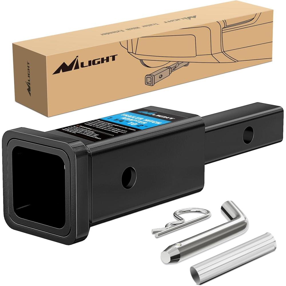 image:imageNilight Trailer Hitch Receiver Extender Adapter Reducer 114 to 2Inch Hitch Adapter 612 inch Extension Sleeve Convertor 350Lbs with 12Inch Diameter Pin and Clip with 58Inch Adapter114 to 2 Hitch Adapter