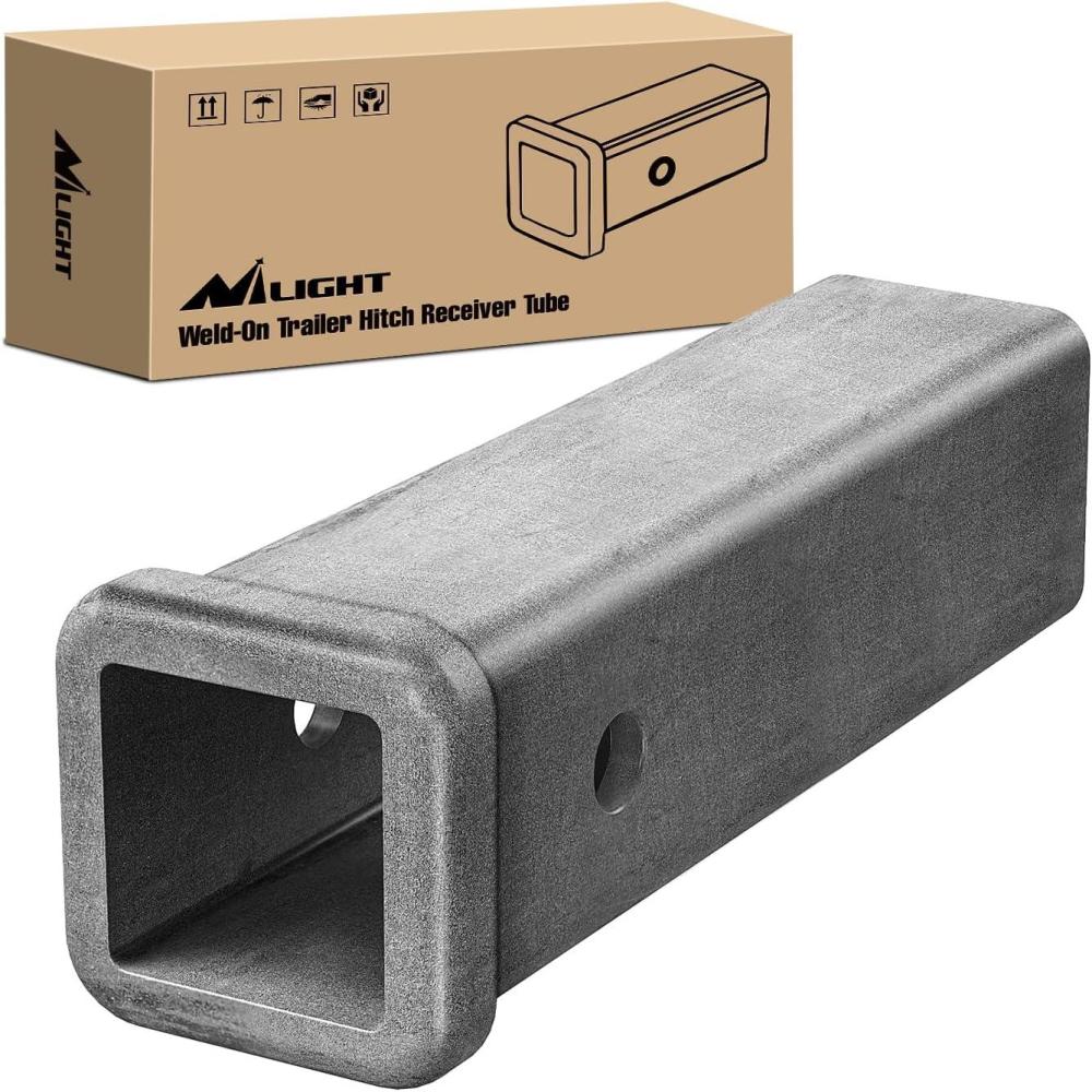 image:imageNilight Trailer Hitch Receiver Extender Adapter Reducer 114 to 2Inch Hitch Adapter 612 inch Extension Sleeve Convertor 350Lbs with 12Inch Diameter Pin and Clip with 58Inch Adapter2 x 9 Receiver Steel