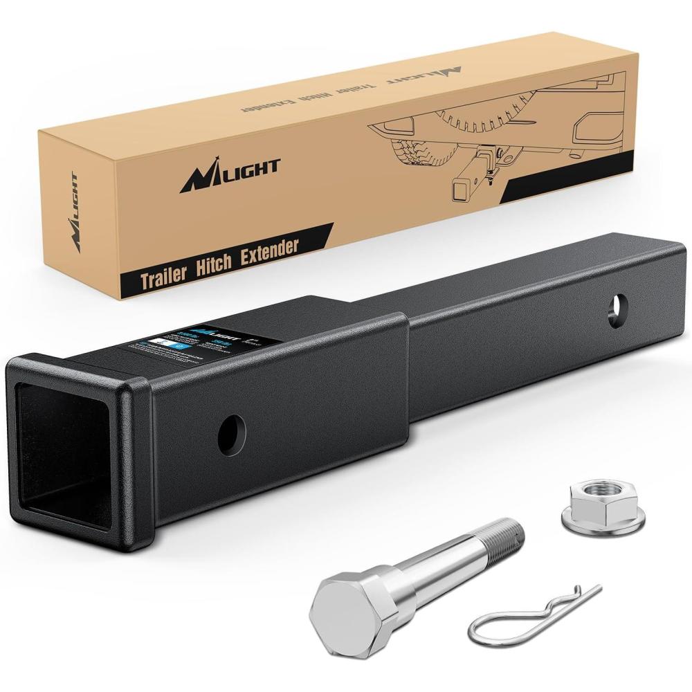 image:imageNilight Trailer Hitch Receiver Extender Adapter Reducer 114 to 2Inch Hitch Adapter 612 inch Extension Sleeve Convertor 350Lbs with 12Inch Diameter Pin and Clip with 58Inch Adapter2 Hitch Extender 12Inch