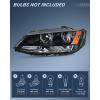 Nilight Headlight Assembly Compatible with 2011 2012 2013 2014 2015 2016 2017 2018 Volkswagen Jetta MK6 OE Style Replacement Black Housing Amber Reflector Halogen Headlamps Driver and Passenger Side