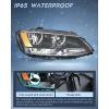 Nilight Headlight Assembly Compatible with 2011 2012 2013 2014 2015 2016 2017 2018 Volkswagen Jetta MK6 OE Style Replacement Black Housing Amber Reflector Halogen Headlamps Driver and Passenger Side