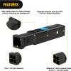 Nilight Trailer Hitch Receiver Extender Adapter Reducer 1-1/4 to 2Inch Hitch Adapter 6-1/2 inch Extension Sleeve Convertor 350Lbs with 1/2-Inch Diameter Pin and Clip with 5/8-Inch Adapter(2″ to 1-1/4″ Hitch Adapter)