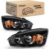 Nilight Headlight Assembly Compatible with 2004 2005 2006 2007 Chevrolet Chevy Malibu 2008 Classic OE Headlamp Replacement Black Housing Amber Reflector Passenger and Driver Side