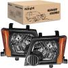 Nilight Headlight Assembly Compatible with 2005 2006 2007 2008 2009 2010 2011 2012 2013 2014 2015 Nissan Xterra OE Style Replacement Black Housing Amber Reflector Headlamp Passenger and Driver Side