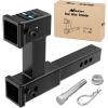 Nilight Trailer Hitch Receiver Extender Adapter Reducer 1-1/4 to 2Inch Hitch Adapter 6-1/2 inch Extension Sleeve Convertor 350Lbs with 1/2-Inch Diameter Pin and Clip with 5/8-Inch Adapter(2″ Dual Hitch Extender)