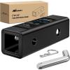 Nilight Trailer Hitch Receiver Extender Adapter Reducer 1-1/4 to 2Inch Hitch Adapter 6-1/2 inch Extension Sleeve Convertor 350Lbs with 1/2-Inch Diameter Pin and Clip with 5/8-Inch Adapter(2″ to 1-1/4″)