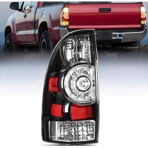 Nilight Taillight Assembly Compatible with Toyota Tacoma 2005 2006 2007 2008 2009 2010 2011 2012 2013 2014 2015 Rear Tail Light Lamp Replacement Black Housing LED Lens Driver Side(Black-Driver Side)