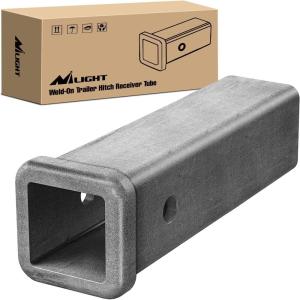 Nilight Trailer Hitch Receiver Extender Adapter Reducer 1-1/4 to 2Inch Hitch Adapter 6-1/2 inch Extension Sleeve Convertor 350Lbs with 1/2-Inch Diameter Pin and Clip with 5/8-Inch Adapter(2″ x 9″ Receiver Steel)
