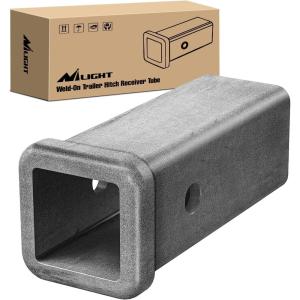 Nilight Trailer Hitch Receiver Extender Adapter Reducer 1-1/4 to 2Inch Hitch Adapter 6-1/2 inch Extension Sleeve Convertor 350Lbs with 1/2-Inch Diameter Pin and Clip with 5/8-Inch Adapter(2″ x 7″ Receiver Steel)