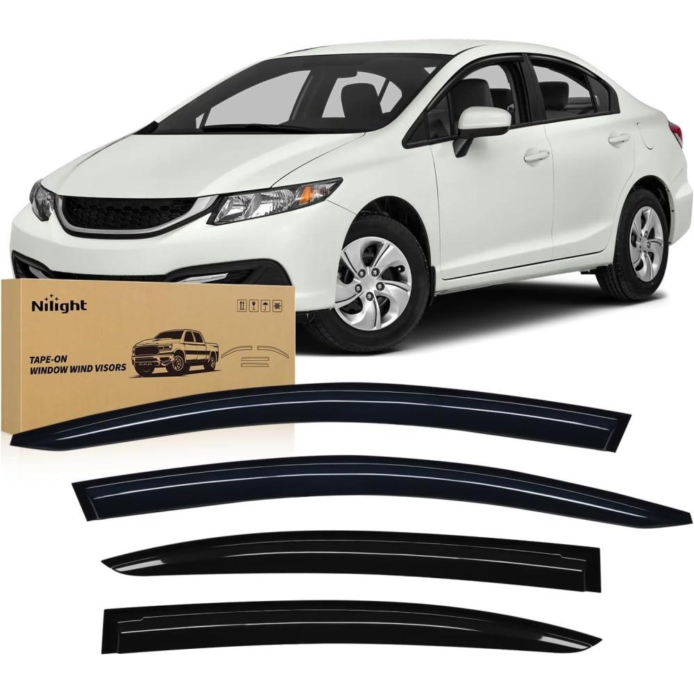image:imageNilight Window Rain Guards for Toyota Corolla 2014 2015 2016 2017 2018 2019 OutChannel Window Visors Vent Wind Deflectors4PCSHonda Civic 20122015