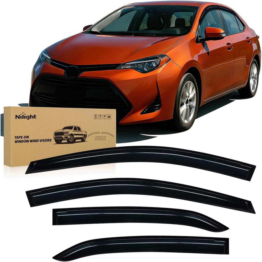 image:imageNilight Window Rain Guards for Toyota Corolla 2014 2015 2016 2017 2018 2019 OutChannel Window Visors Vent Wind Deflectors4PCSToyota Corolla 20142019
