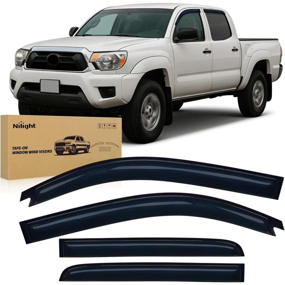image:imageNilight Window Rain Guards for Toyota Corolla 2014 2015 2016 2017 2018 2019 OutChannel Window Visors Vent Wind Deflectors4PCSToyota Tacoma Double 20052015