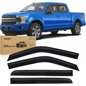 Nilight Window Rain Guards for Toyota Corolla 2014 2015 2016 2017 2018 2019, Out-Channel Window Visors Vent Wind Deflectors-4PCS(Ford F150 Crew Cab 2015-2024)