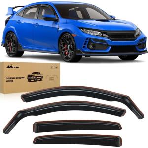 Nilight in Channel Rain Guards Smoke Tint, Reduce Wind Noise(Civic Hatchback 2016-2021)
