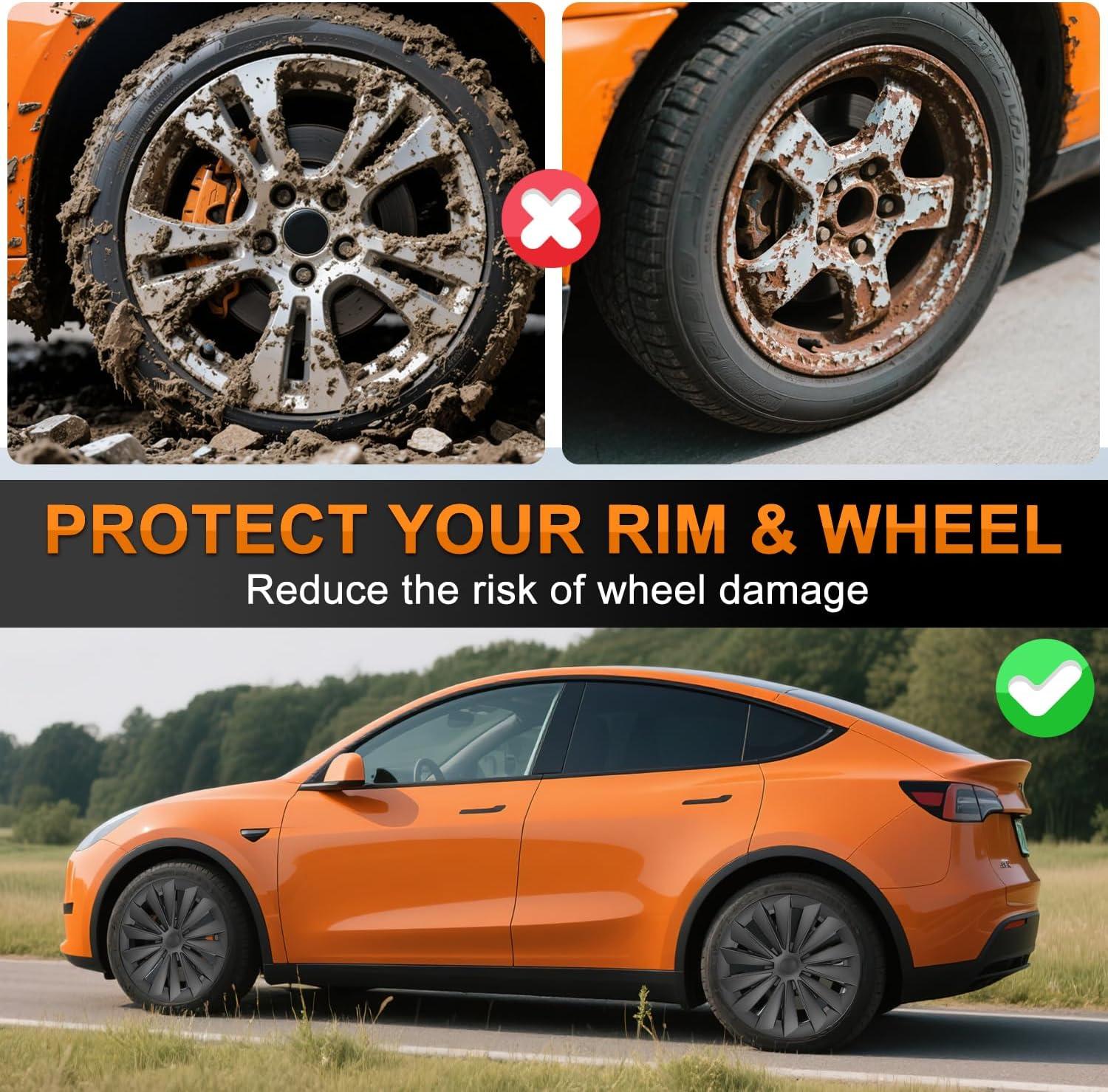 image:imageNilight Wheel Cover Hubcaps 19 Inch for Tesla Model Y Accessories 2021 2022 2023 2024 Tesla Model Y 19 Inch Hub caps Set of 4 Rim Protector Wheel Covers Replacement MultiSpoke Lines Style Matt BlackFor Tesla Model Y 2124 MultiSpoke Lines Style