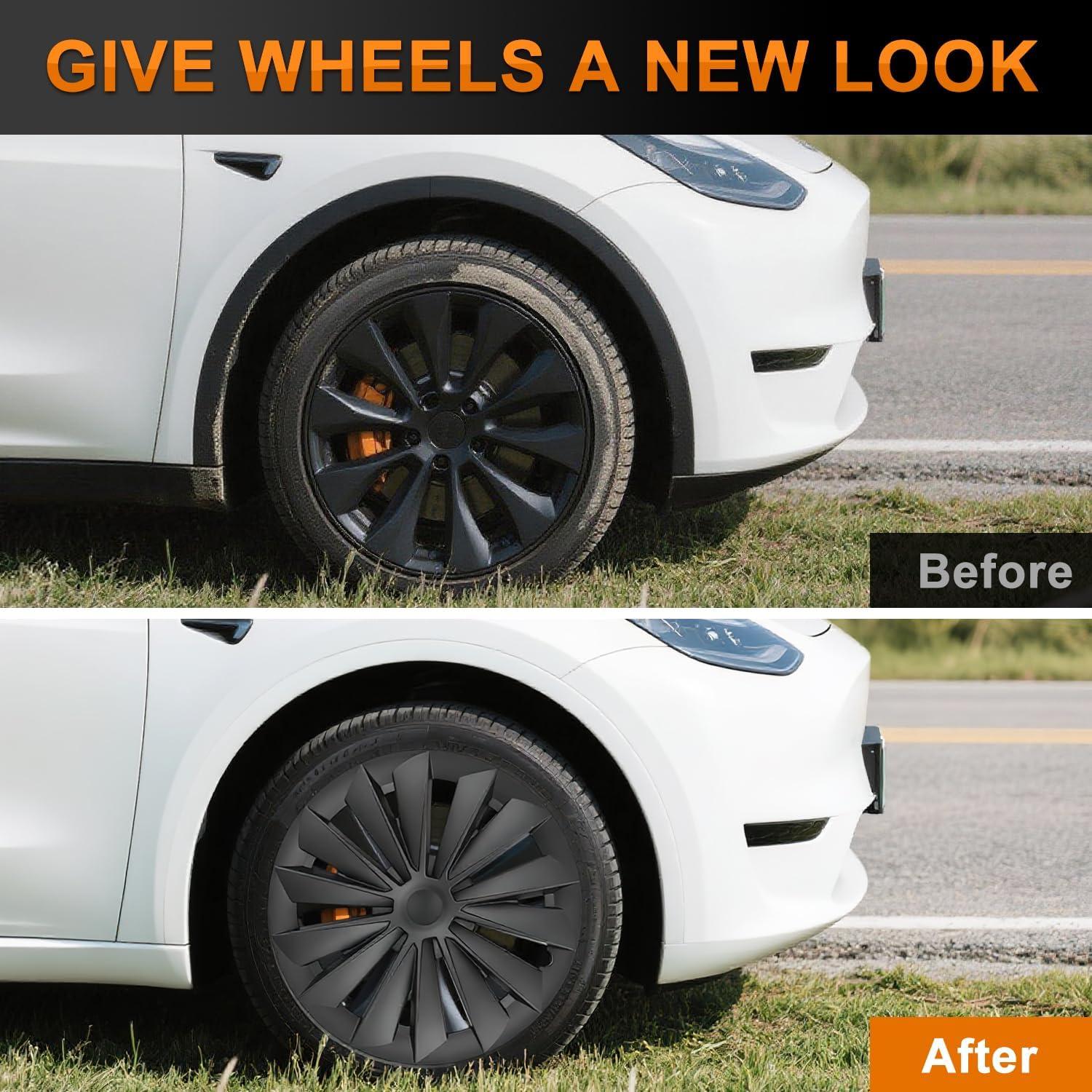 image:imageNilight Wheel Cover Hubcaps 19 Inch for Tesla Model Y Accessories 2021 2022 2023 2024 Tesla Model Y 19 Inch Hub caps Set of 4 Rim Protector Wheel Covers Replacement MultiSpoke Lines Style Matt BlackFor Tesla Model Y 2124 MultiSpoke Lines Style