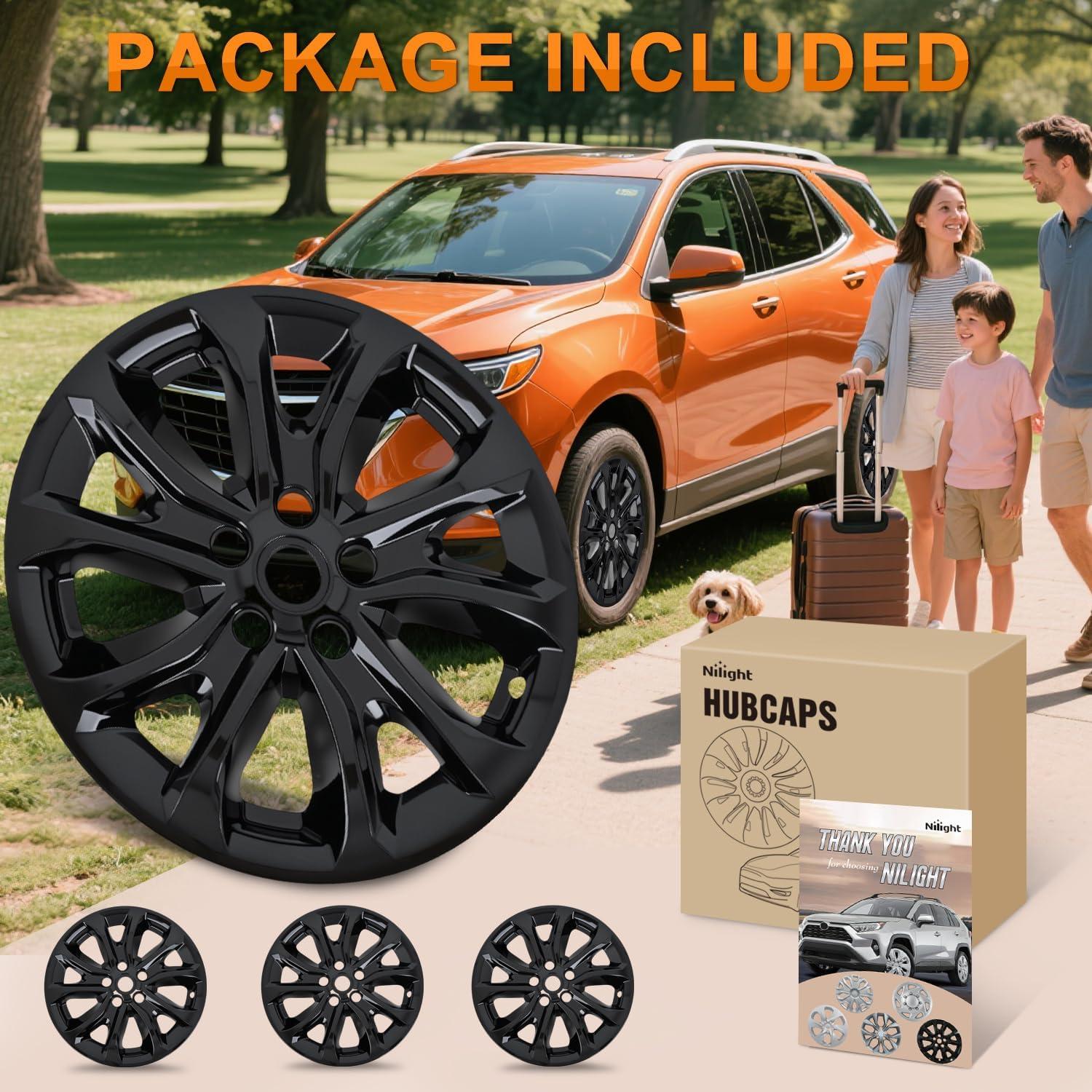 image:imageNilight Wheel Cover Hubcaps 19 Inch for Tesla Model Y Accessories 2021 2022 2023 2024 Tesla Model Y 19 Inch Hub caps Set of 4 Rim Protector Wheel Covers Replacement MultiSpoke Lines Style Matt BlackFor Chevy Equinox 20182021