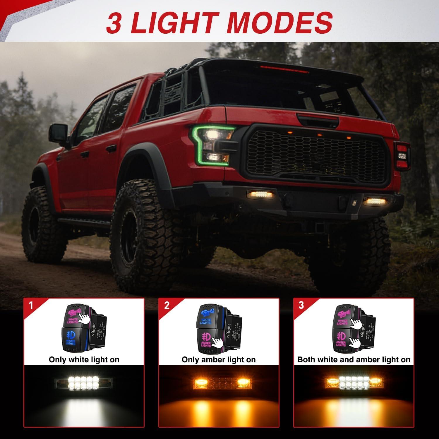 image:imageNilight 6 Inch Purple LED Light Pods 2 PCS 60W Flood Spot Combo Beam Off Road Driving Decoration Neon Hunting Lighting for 12V 24V ATV UTV Pickup Truck Tractor60W Led Pods 2Pcs Amber White Flush Mount