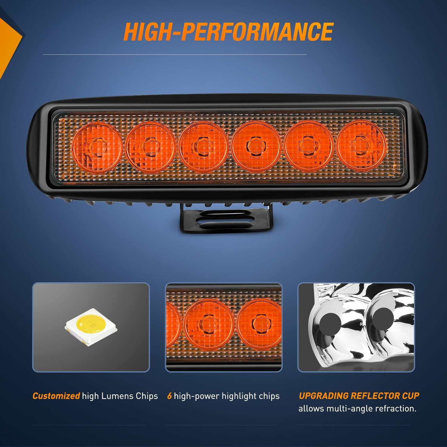 image:imageNilight 6 Inch Purple LED Light Pods 2 PCS 60W Flood Spot Combo Beam Off Road Driving Decoration Neon Hunting Lighting for 12V 24V ATV UTV Pickup Truck TractorAmber Light Black House