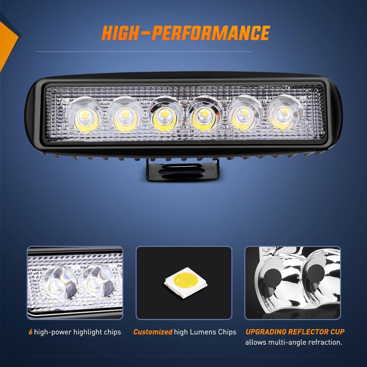 image:imageNilight 6 Inch Purple LED Light Pods 2 PCS 60W Flood Spot Combo Beam Off Road Driving Decoration Neon Hunting Lighting for 12V 24V ATV UTV Pickup Truck TractorWhite Lights Black House