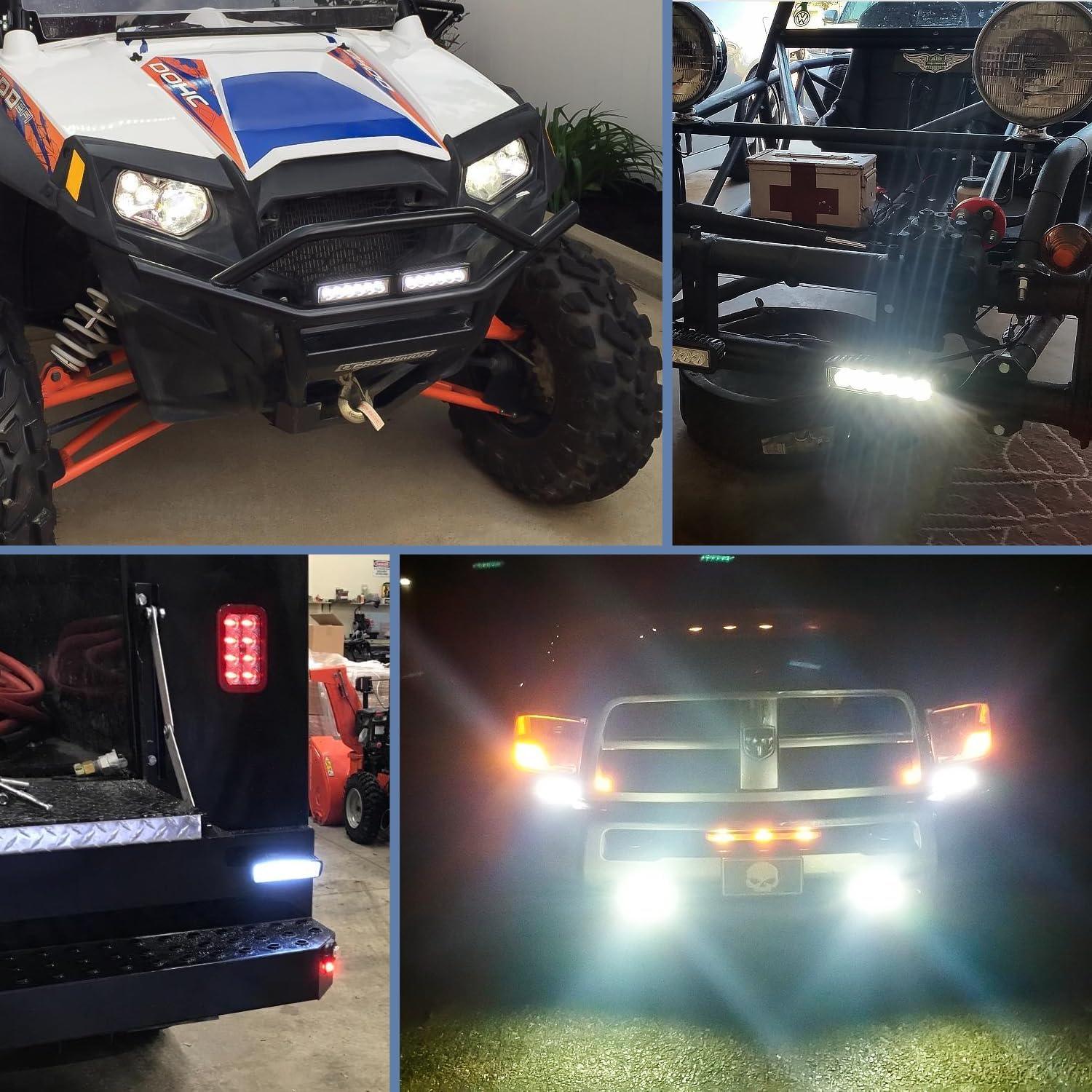 image:imageNilight 6 Inch Purple LED Light Pods 2 PCS 60W Flood Spot Combo Beam Off Road Driving Decoration Neon Hunting Lighting for 12V 24V ATV UTV Pickup Truck TractorWhite Lights Black House
