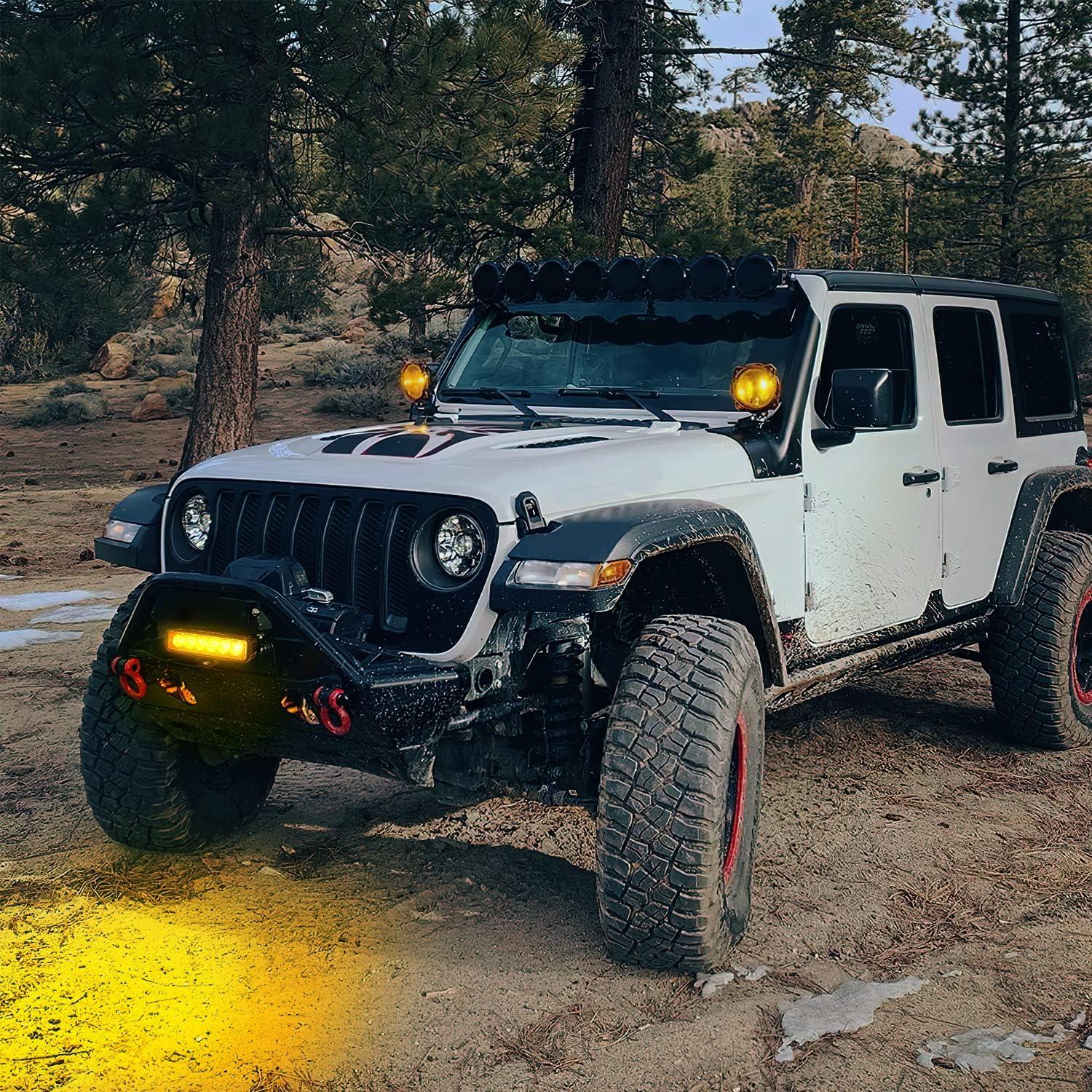 image:imageNilight 6 Inch Purple LED Light Pods 2 PCS 60W Flood Spot Combo Beam Off Road Driving Decoration Neon Hunting Lighting for 12V 24V ATV UTV Pickup Truck TractorAmber Light Black House