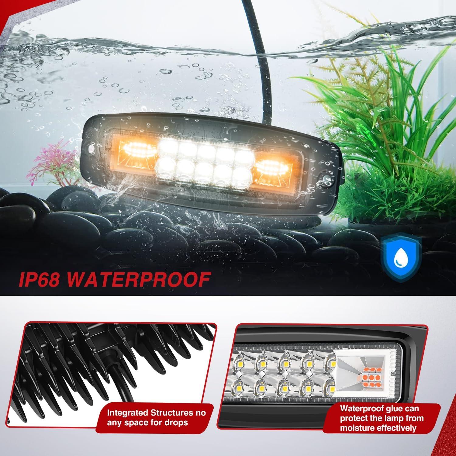 image:imageNilight 6 Inch Purple LED Light Pods 2 PCS 60W Flood Spot Combo Beam Off Road Driving Decoration Neon Hunting Lighting for 12V 24V ATV UTV Pickup Truck Tractor60W Led Pods 2Pcs Amber White Flush Mount