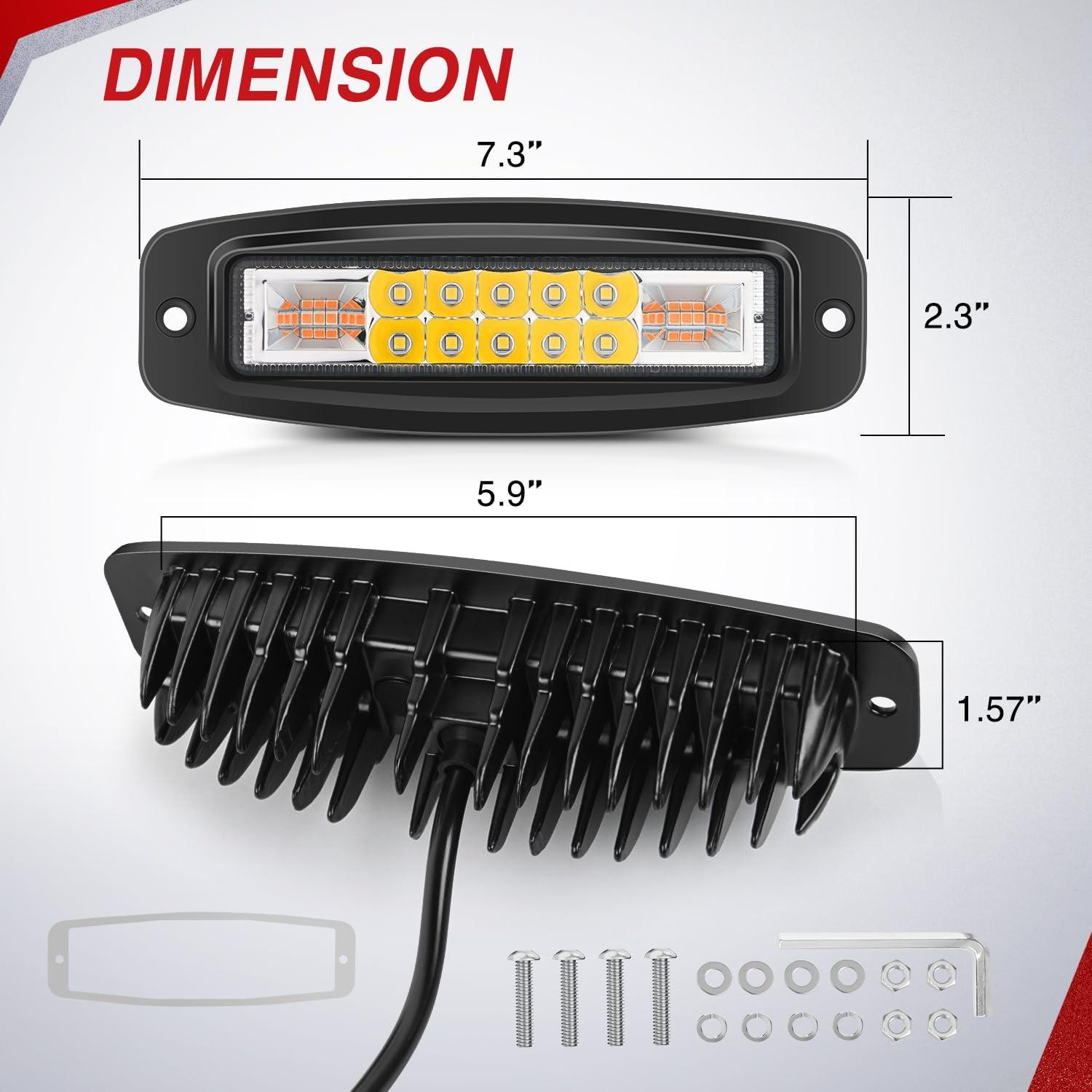 image:imageNilight 6 Inch Purple LED Light Pods 2 PCS 60W Flood Spot Combo Beam Off Road Driving Decoration Neon Hunting Lighting for 12V 24V ATV UTV Pickup Truck Tractor60W Led Pods 2Pcs Amber White Flush Mount