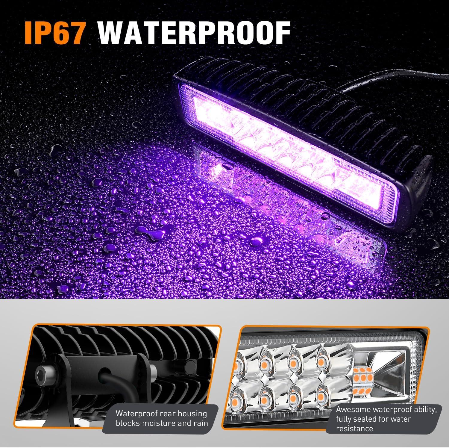 image:imageNilight 6 Inch Purple LED Light Pods 2 PCS 60W Flood Spot Combo Beam Off Road Driving Decoration Neon Hunting Lighting for 12V 24V ATV UTV Pickup Truck Tractor60W Led Pods 2Pcs Purple