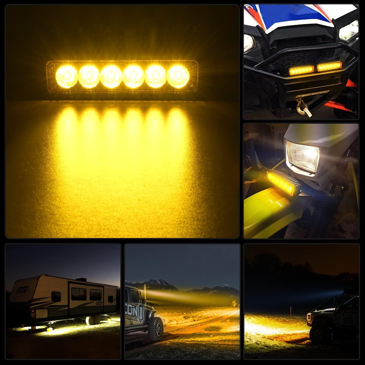 image:imageNilight 6 Inch Purple LED Light Pods 2 PCS 60W Flood Spot Combo Beam Off Road Driving Decoration Neon Hunting Lighting for 12V 24V ATV UTV Pickup Truck TractorAmber Light Black House