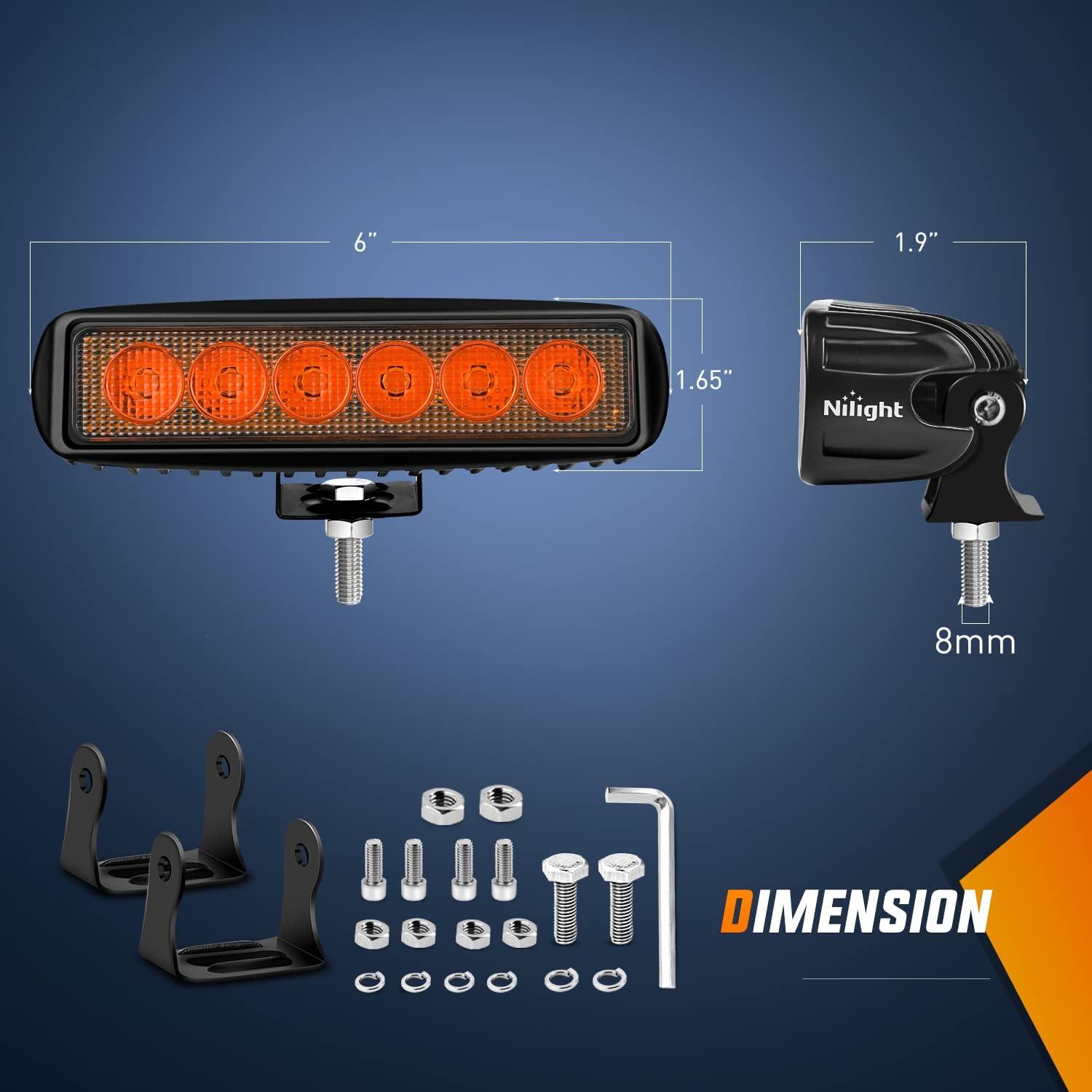 image:imageNilight 6 Inch Purple LED Light Pods 2 PCS 60W Flood Spot Combo Beam Off Road Driving Decoration Neon Hunting Lighting for 12V 24V ATV UTV Pickup Truck TractorAmber Light Black House