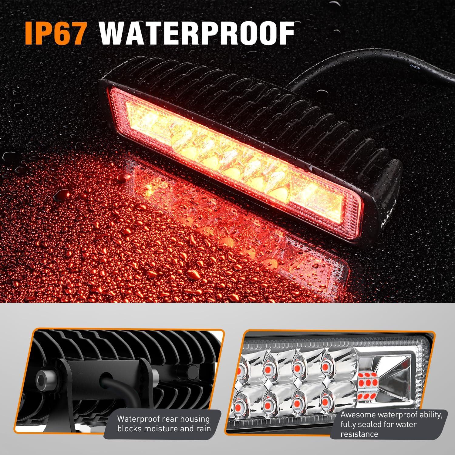 image:imageNilight 6 Inch Purple LED Light Pods 2 PCS 60W Flood Spot Combo Beam Off Road Driving Decoration Neon Hunting Lighting for 12V 24V ATV UTV Pickup Truck Tractor60W Led Pods 2Pcs Red