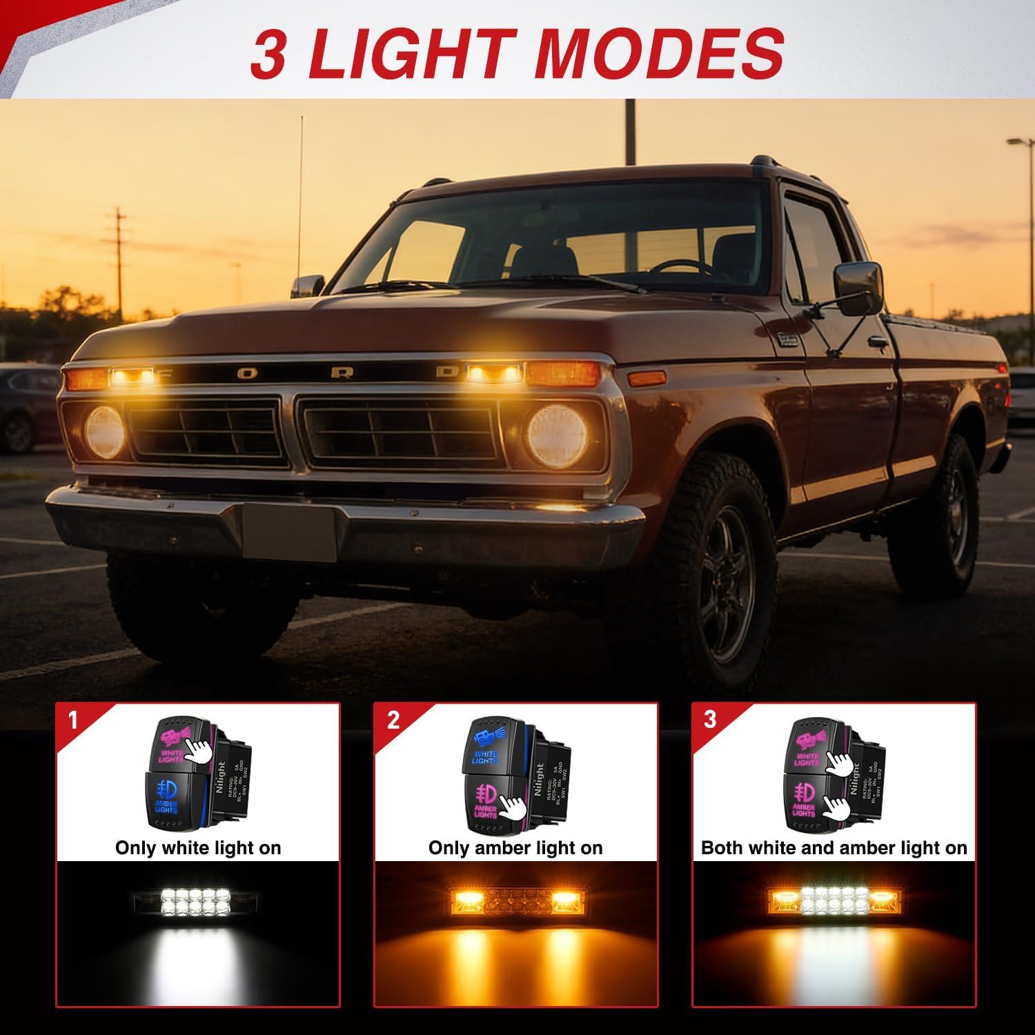 image:imageNilight 6 Inch Purple LED Light Pods 2 PCS 60W Flood Spot Combo Beam Off Road Driving Decoration Neon Hunting Lighting for 12V 24V ATV UTV Pickup Truck Tractor60W Led Pods 2Pcs Amber White