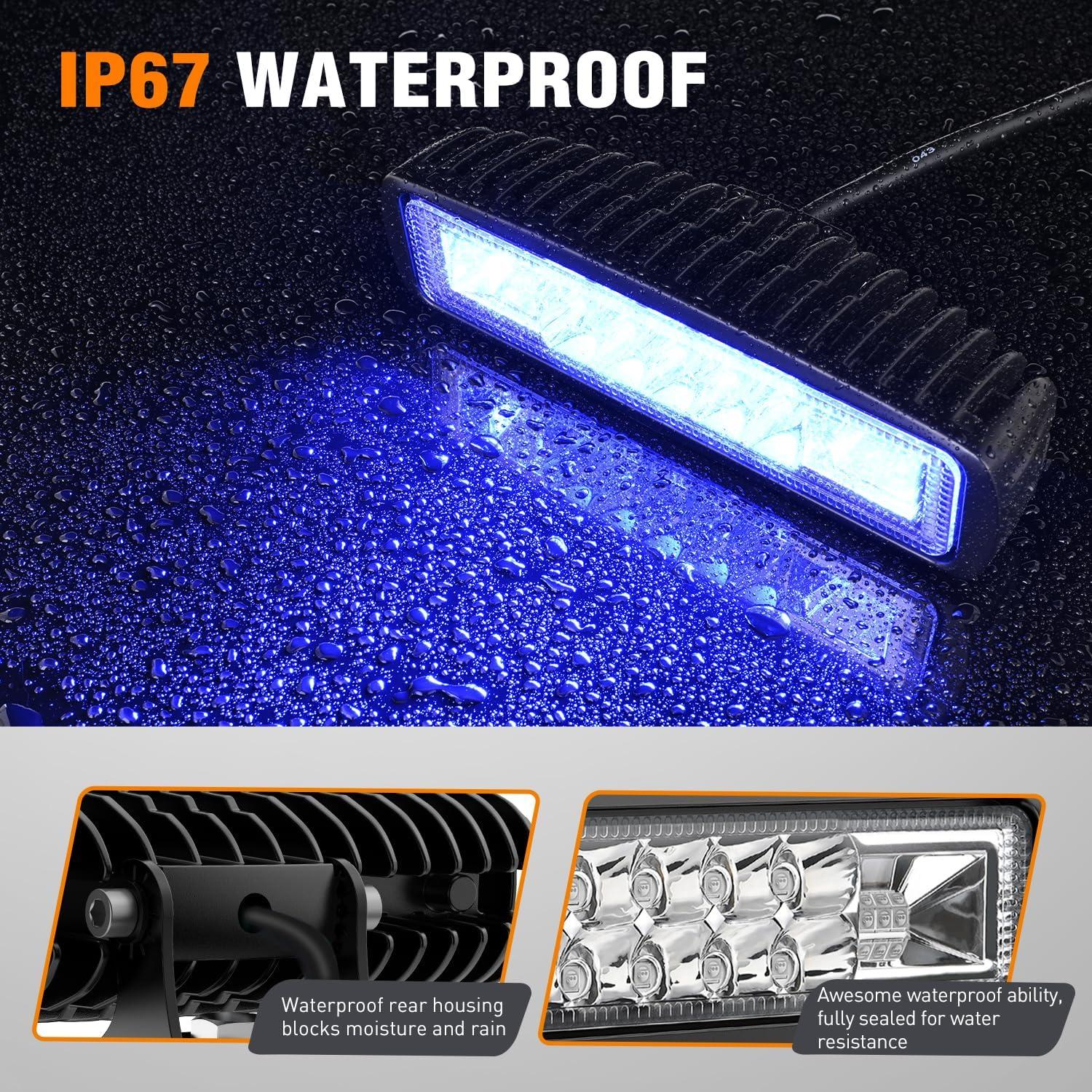 image:imageNilight 6 Inch Purple LED Light Pods 2 PCS 60W Flood Spot Combo Beam Off Road Driving Decoration Neon Hunting Lighting for 12V 24V ATV UTV Pickup Truck Tractor60W Led Pods 2Pcs Blue