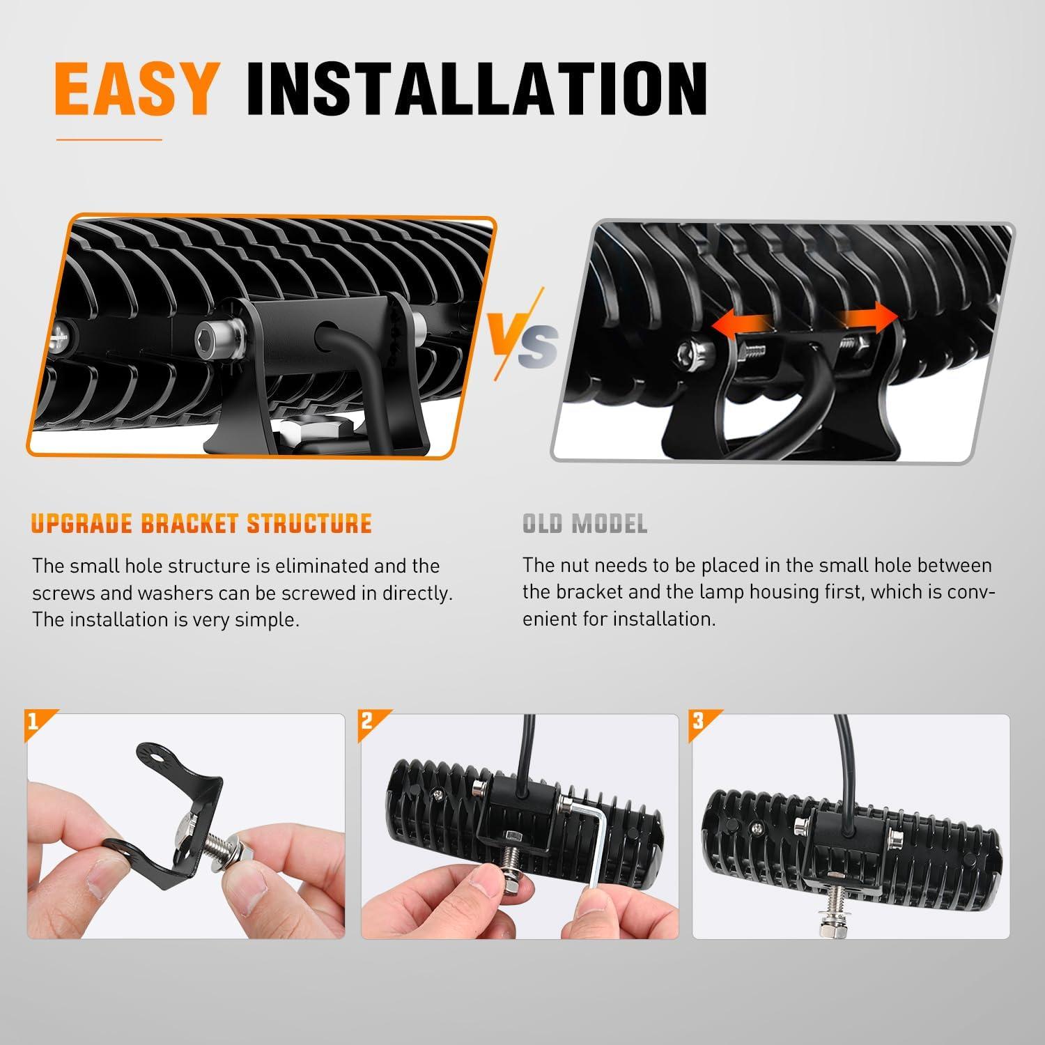 image:imageNilight 6 Inch Purple LED Light Pods 2 PCS 60W Flood Spot Combo Beam Off Road Driving Decoration Neon Hunting Lighting for 12V 24V ATV UTV Pickup Truck Tractor60W Led Pods 2Pcs Yellow