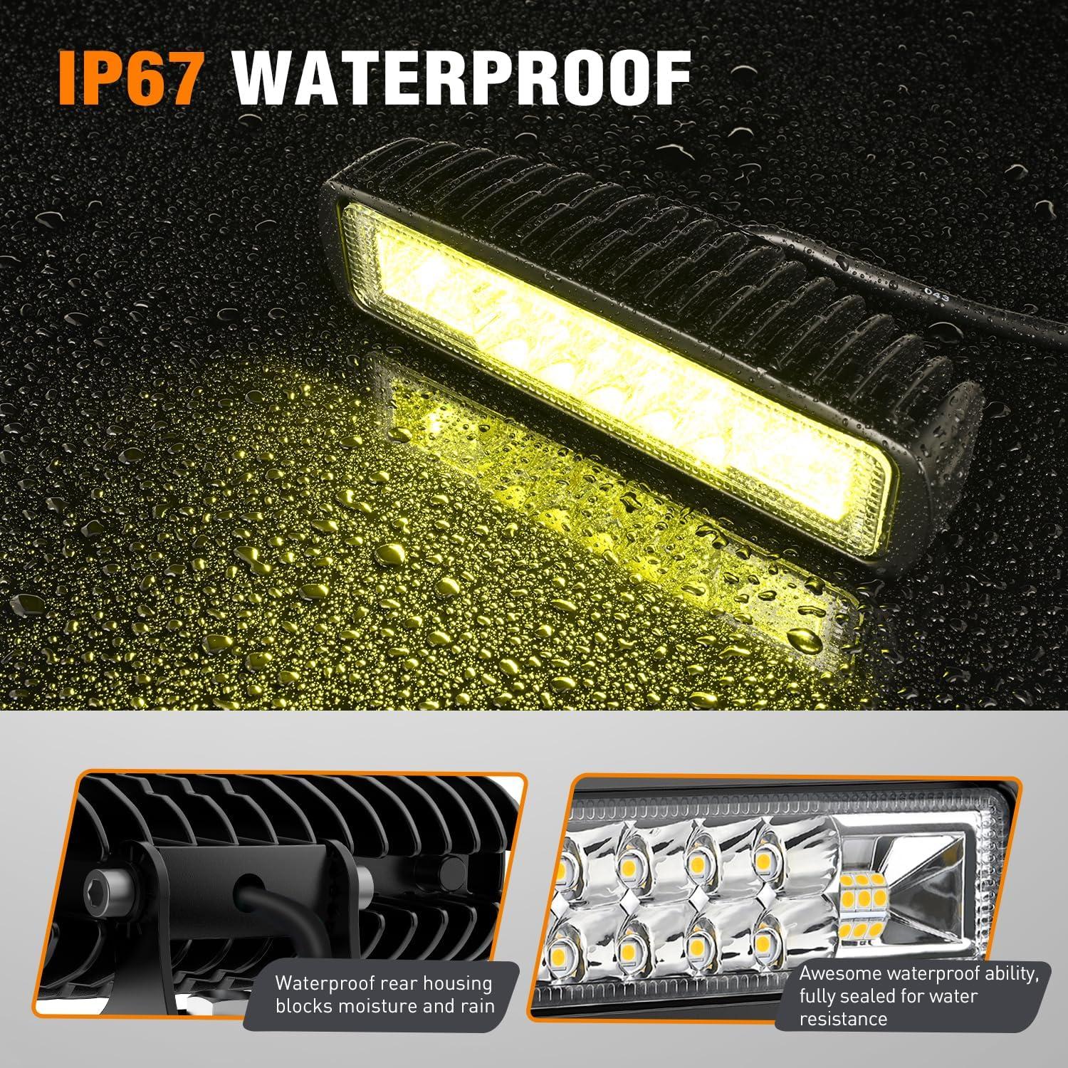 image:imageNilight 6 Inch Purple LED Light Pods 2 PCS 60W Flood Spot Combo Beam Off Road Driving Decoration Neon Hunting Lighting for 12V 24V ATV UTV Pickup Truck Tractor60W Led Pods 2Pcs Yellow
