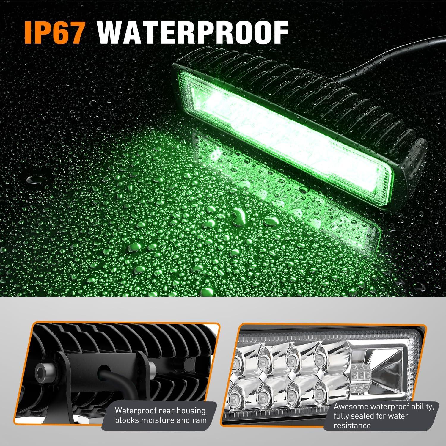 image:imageNilight 6 Inch Purple LED Light Pods 2 PCS 60W Flood Spot Combo Beam Off Road Driving Decoration Neon Hunting Lighting for 12V 24V ATV UTV Pickup Truck Tractor60W Led Pods 2Pcs Green