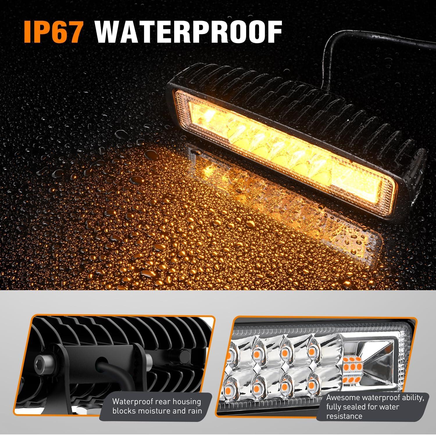 image:imageNilight 6 Inch Purple LED Light Pods 2 PCS 60W Flood Spot Combo Beam Off Road Driving Decoration Neon Hunting Lighting for 12V 24V ATV UTV Pickup Truck Tractor60W Led Pods 2Pcs Amber