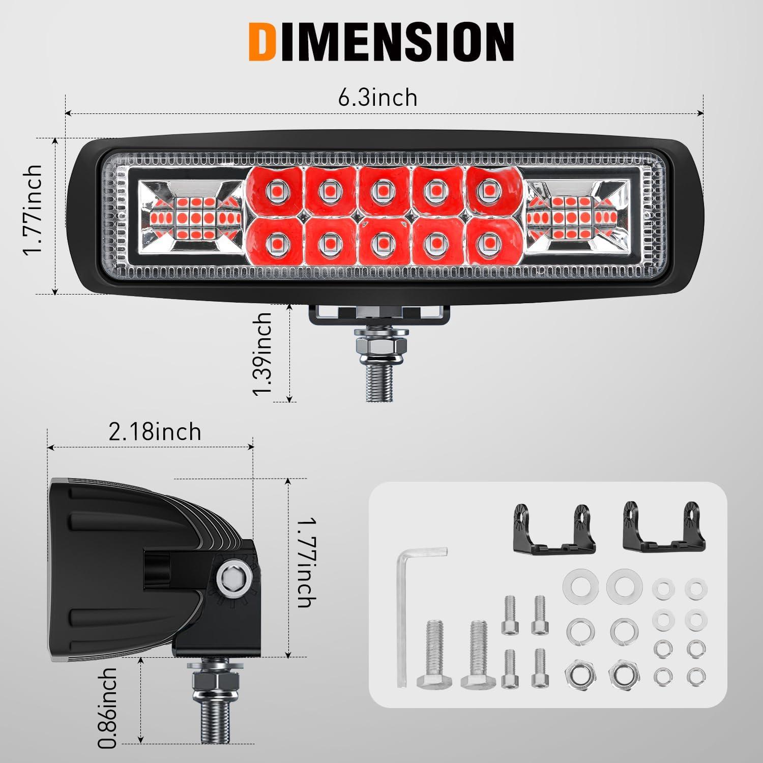 image:imageNilight 6 Inch Purple LED Light Pods 2 PCS 60W Flood Spot Combo Beam Off Road Driving Decoration Neon Hunting Lighting for 12V 24V ATV UTV Pickup Truck Tractor60W Led Pods 2Pcs Red