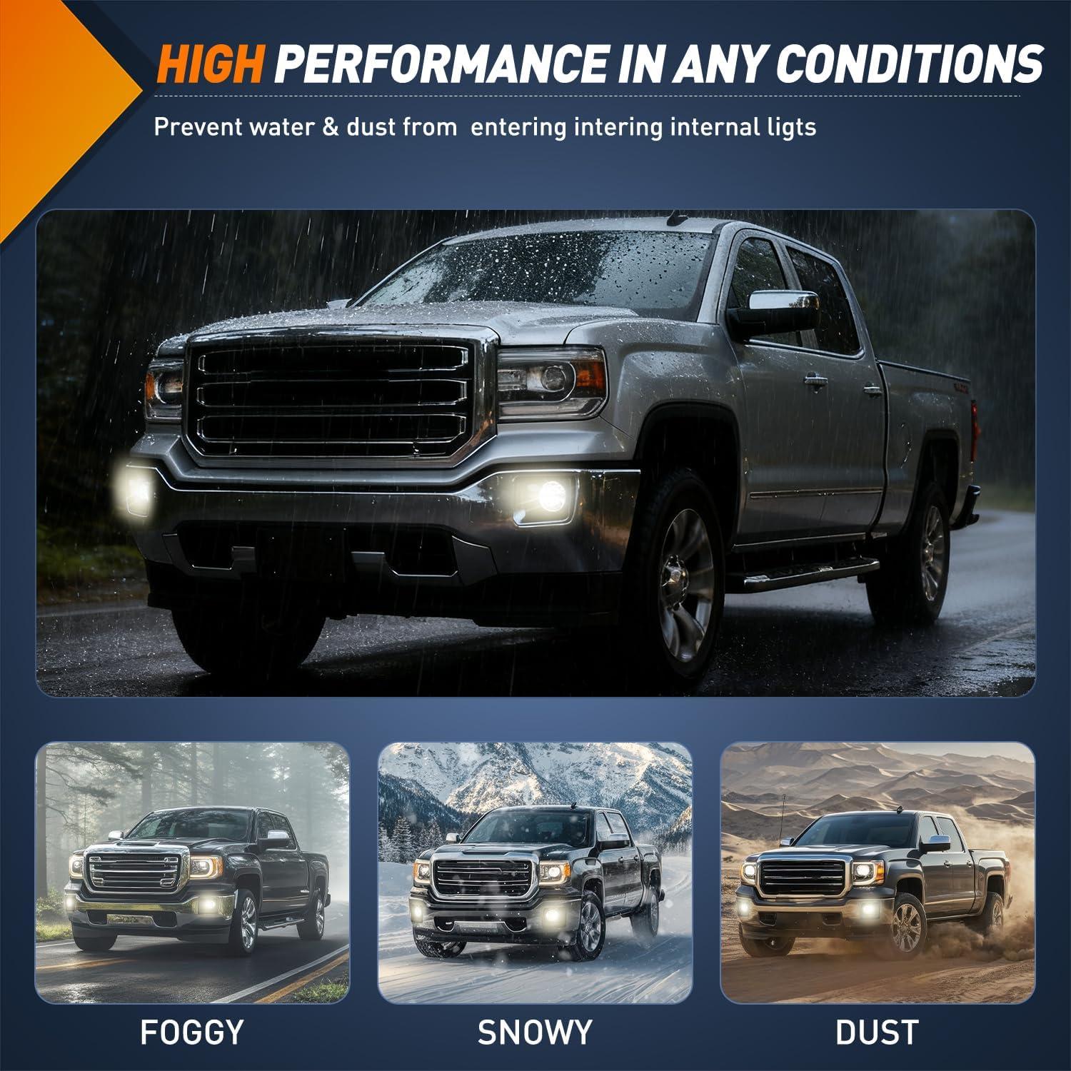 image:imageNilight Fog Light Assembly Compatible with 1999 2000 2001 2002 GMC Sierra 1500 2500 20012002 Sierra 1500HD 2500HD 3500 20002006 Yukon Clear LensSierra 20142015 Clear
