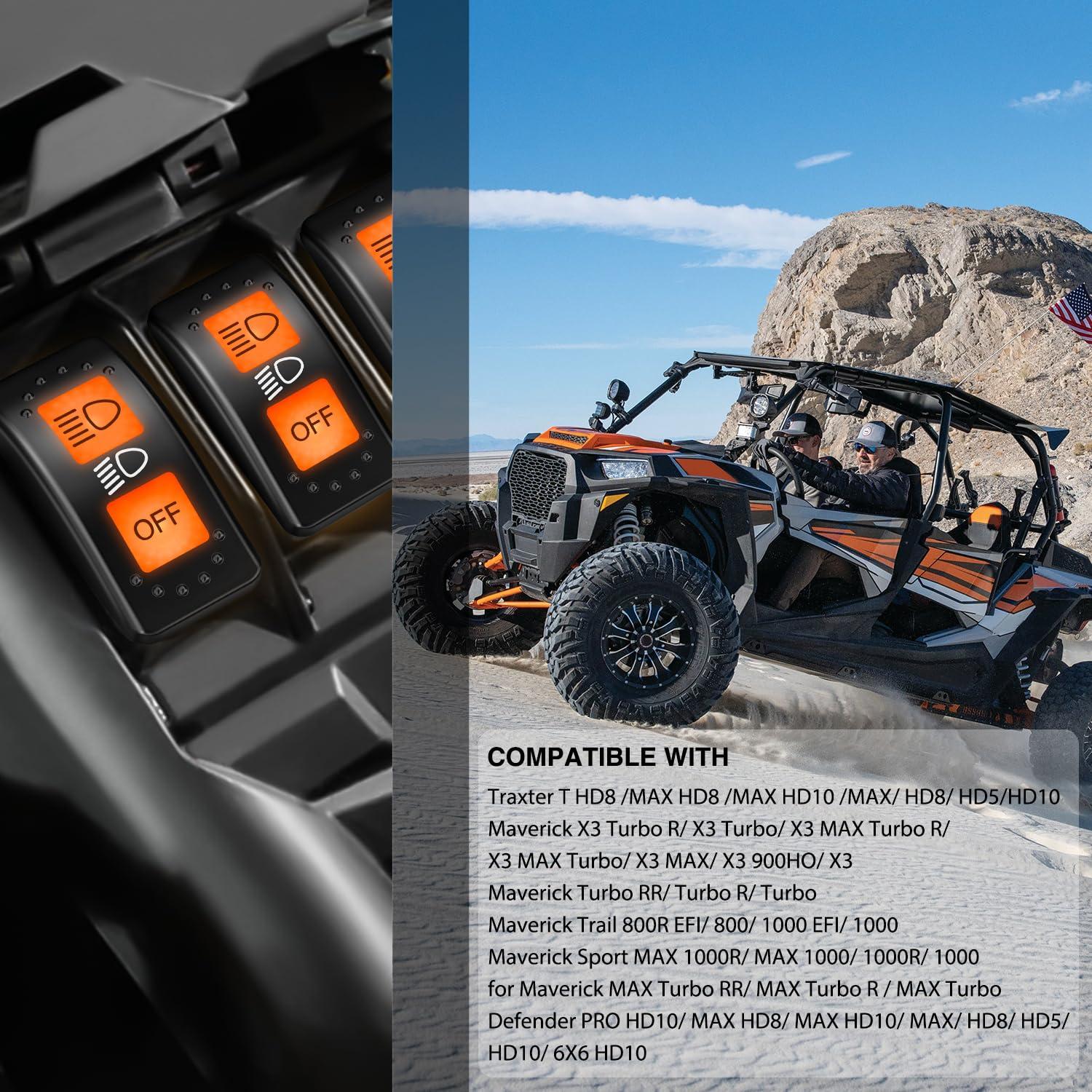 image:imageNilight UTV Reverse Lights Rocker Switch On Off 5 PIN SPST LED Light Bar Switches with Orange Backlit 12V 24V Toggle with Jumper Wires Set for ATVs UTVs Cars Trucks RVsHeadlight 8PIN