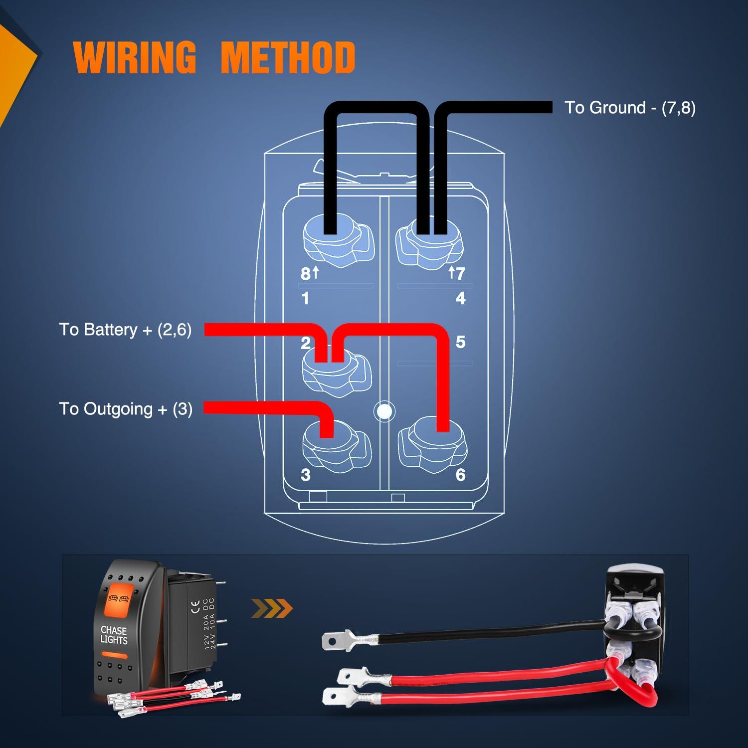 image:imageNilight UTV Reverse Lights Rocker Switch On Off 5 PIN SPST LED Light Bar Switches with Orange Backlit 12V 24V Toggle with Jumper Wires Set for ATVs UTVs Cars Trucks RVsChase Lights