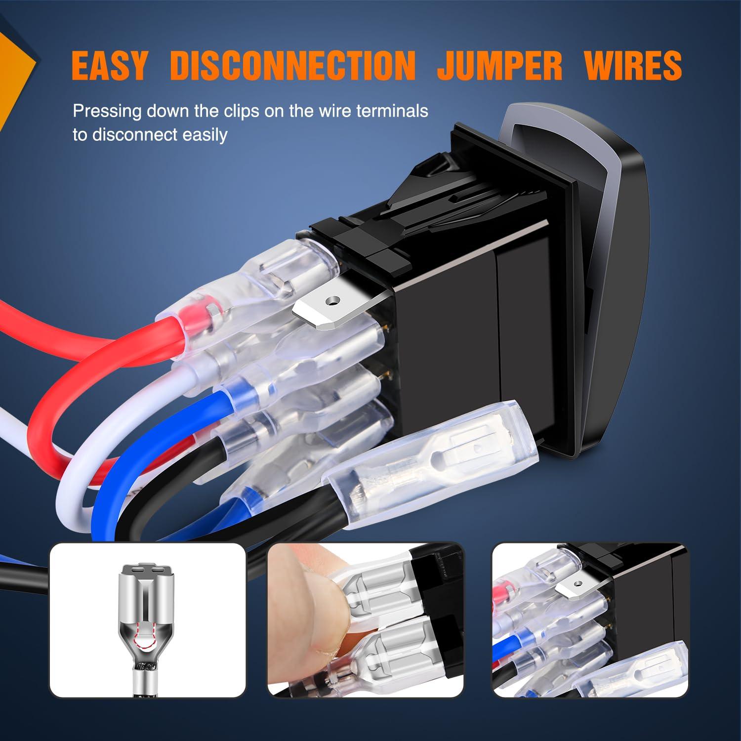 image:imageNilight UTV Reverse Lights Rocker Switch On Off 5 PIN SPST LED Light Bar Switches with Orange Backlit 12V 24V Toggle with Jumper Wires Set for ATVs UTVs Cars Trucks RVsPower Window 8PIN