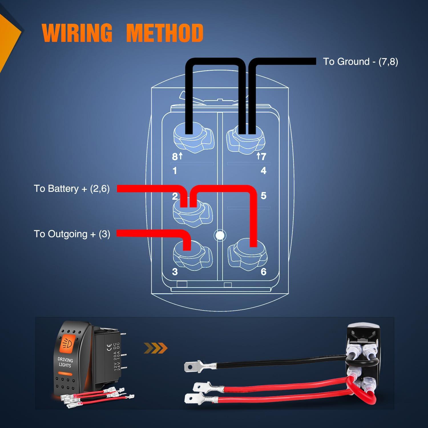 image:imageNilight UTV Reverse Lights Rocker Switch On Off 5 PIN SPST LED Light Bar Switches with Orange Backlit 12V 24V Toggle with Jumper Wires Set for ATVs UTVs Cars Trucks RVsDriving Lights 5PIN