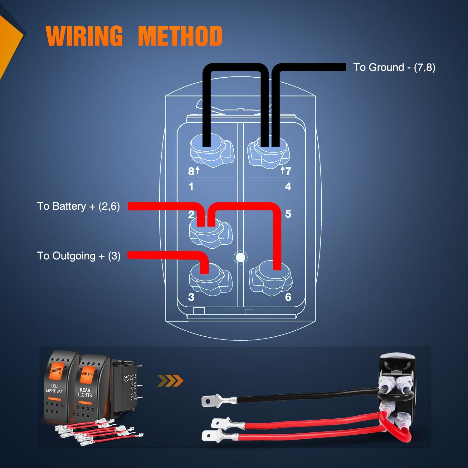 image:imageNilight UTV Reverse Lights Rocker Switch On Off 5 PIN SPST LED Light Bar Switches with Orange Backlit 12V 24V Toggle with Jumper Wires Set for ATVs UTVs Cars Trucks RVsLED LIGHTREAR LIGHT