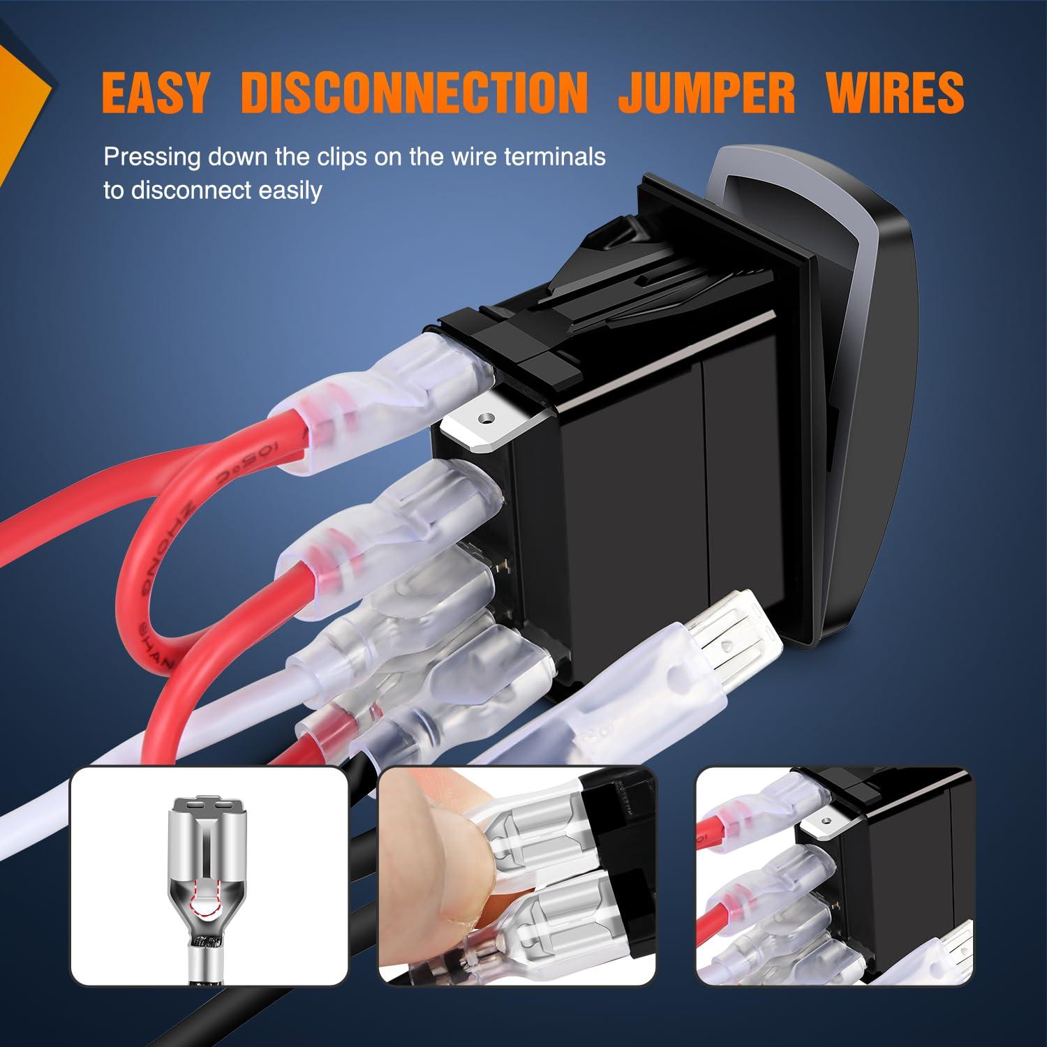 image:imageNilight UTV Reverse Lights Rocker Switch On Off 5 PIN SPST LED Light Bar Switches with Orange Backlit 12V 24V Toggle with Jumper Wires Set for ATVs UTVs Cars Trucks RVsHigh Low Beam 6PIN