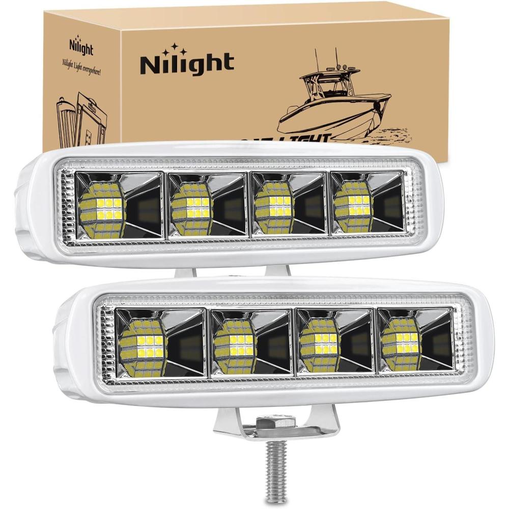 image:imageNilight 6 Inch Purple LED Light Pods 2 PCS 60W Flood Spot Combo Beam Off Road Driving Decoration Neon Hunting Lighting for 12V 24V ATV UTV Pickup Truck TractorWhite Lights White House 72W