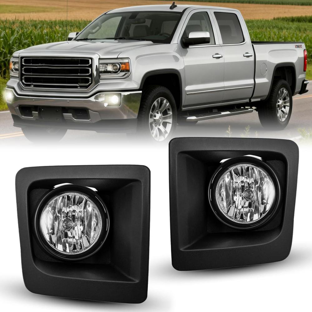 image:imageNilight Fog Light Assembly Compatible with 1999 2000 2001 2002 GMC Sierra 1500 2500 20012002 Sierra 1500HD 2500HD 3500 20002006 Yukon Clear LensSierra 20142015 Clear