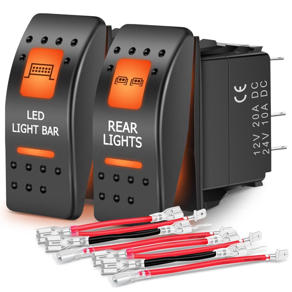 image:imageNilight UTV Reverse Lights Rocker Switch On Off 5 PIN SPST LED Light Bar Switches with Orange Backlit 12V 24V Toggle with Jumper Wires Set for ATVs UTVs Cars Trucks RVsLED LIGHTREAR LIGHT
